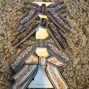 Anthropologie Embroidered Hair Bow Collection - Brown, Black, Cream